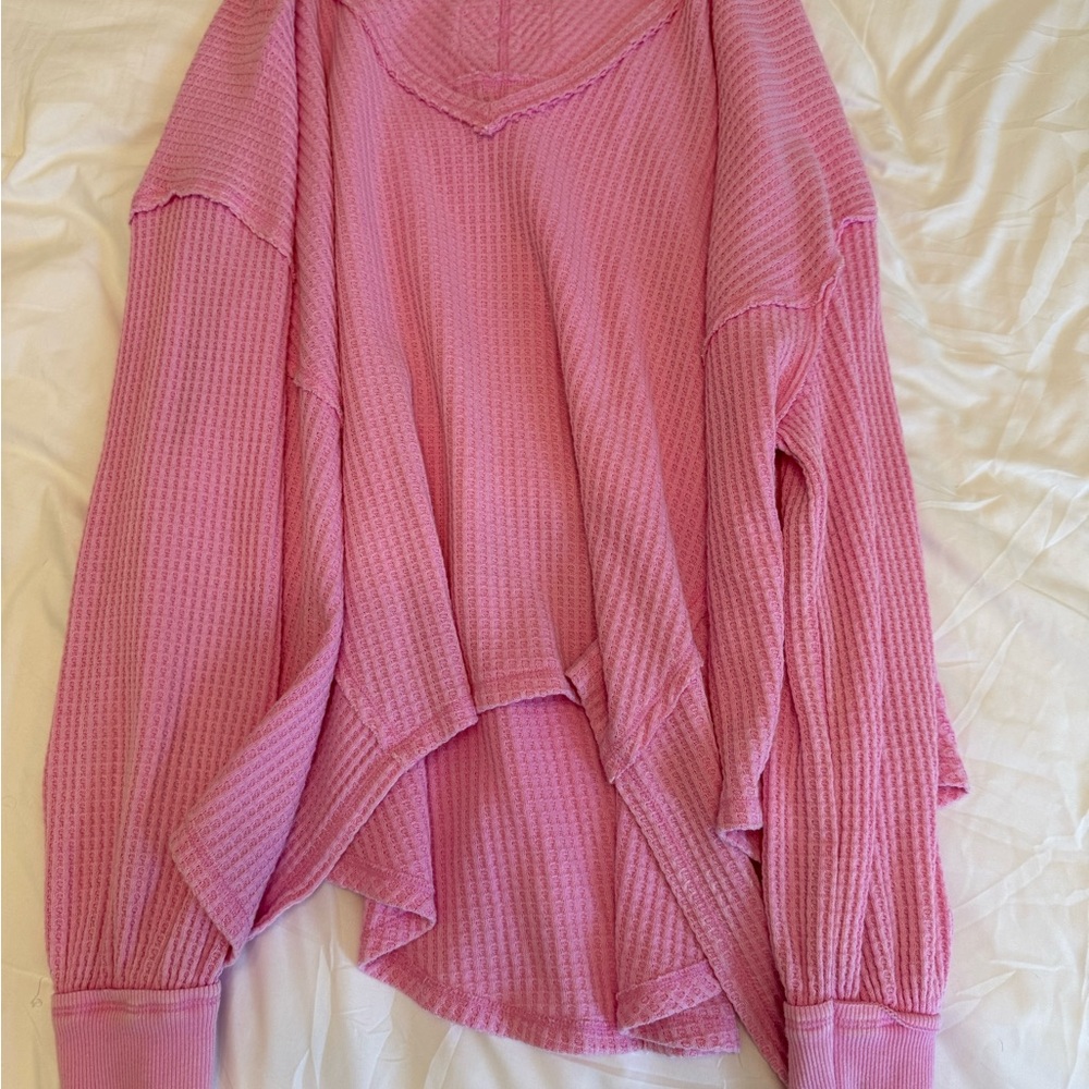 Pink Waffle Knit Sweater free people